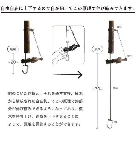 送料無料 自在鉤 中 はぜ 天然竹 漆塗り 囲炉裏 山中漆器 自在かぎ : ji-004 : がらんどう 手仕事品と贈り物 - 通販 -  Yahoo!ショッピング