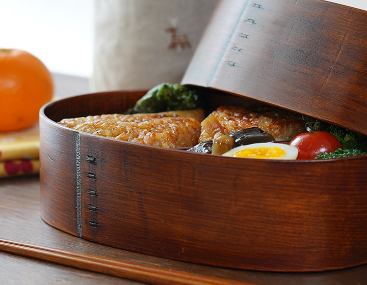 曲げわっぱ 摺り漆の弁当箱 （蓋深仕様） 中 わっぱ弁当 漆塗り 拭き漆