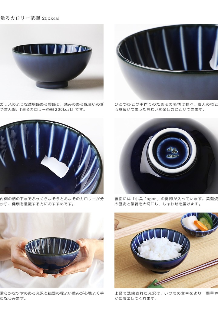 ぎやまん陶 量るカロリー茶碗 カネコ小兵製陶所