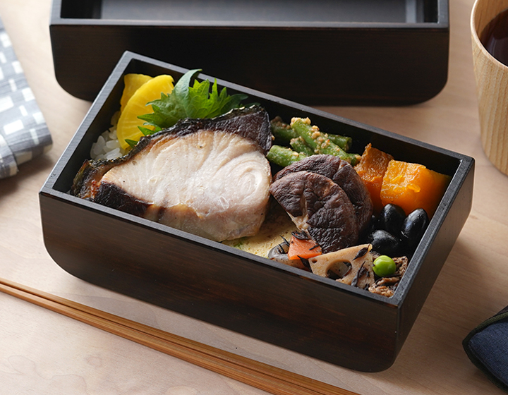 NOKO カブセル弁当箱 黒漆塗（中） 大河内家具工房 漆塗り 木曽漆器