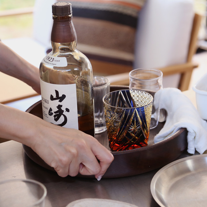 江戸切子 オールド 雅 瑠璃/琥珀 大場硝子 ロックグラス 切子グラス