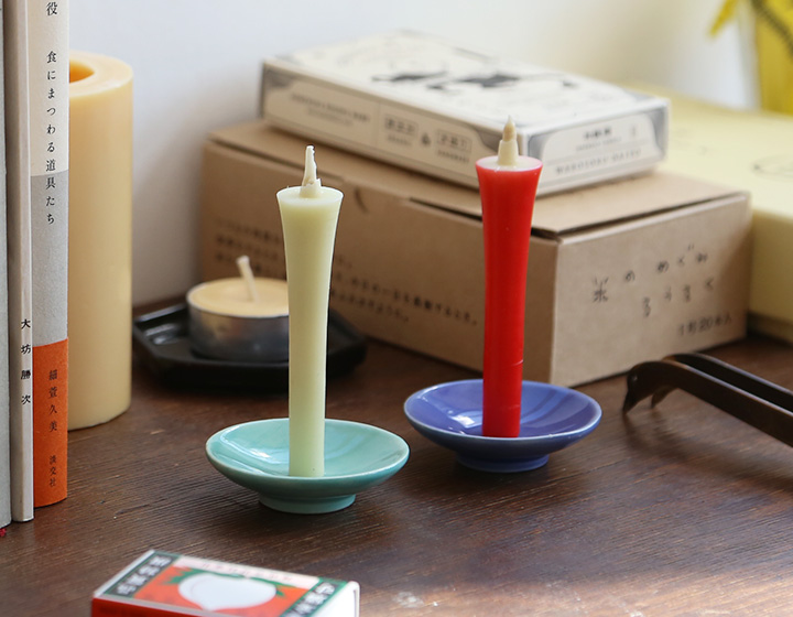 和ろうそく ミニ燭台セット 2号 4本入り 高澤ろうそく 蝋燭 燭台付き