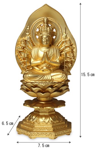 仏像 千手観音菩薩 金　15.5センチ
