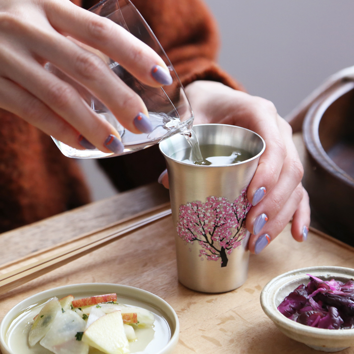 Three Snow（スリースノー） まどろむ酒器 桜 銅 錫 一口ビール 150ml