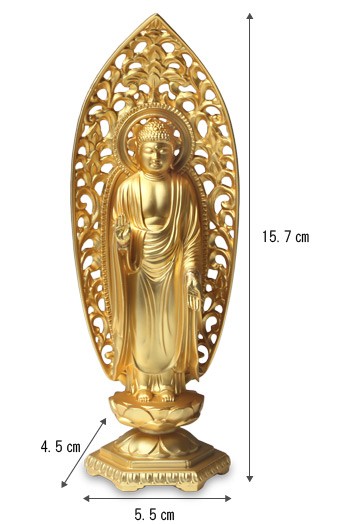 仏像　釈迦如来立像　金　15.7センチ
