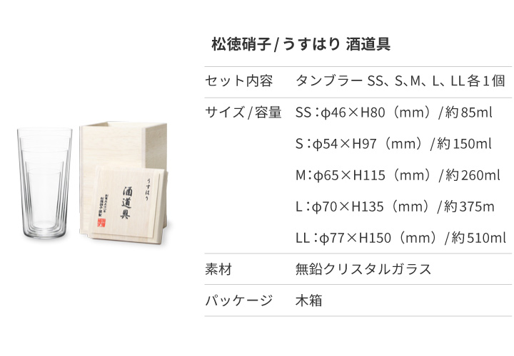 うすはり 酒道具 （タンブラーSS,S,M,L,LL） 松徳硝子 タンブラー うす