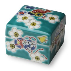 萬古焼　古萬古　色絵　桜絵　大菓子鉢　時代箱 V　R4108 萬古焼 古萬古 色絵 桜絵 大菓子鉢 時代箱 V R4108