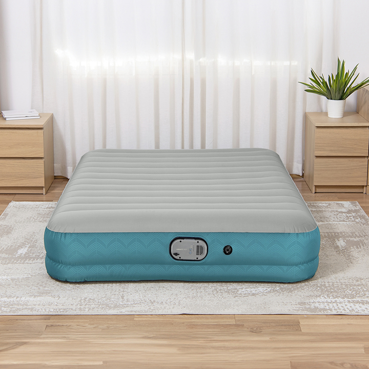 タカショー エアベッド ポータブル bestway / エアマット 2.03m×1.52m×36cm グレー＆コバルトグリーン /小型の画像