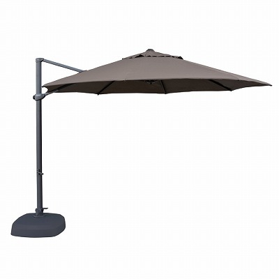 タカショー パラソル 日よけ 遮光 紫外線 UV 影 自立 庭 ガーデン / ラウンドサイドポールパラソルII330 ベース付 オフホワイト ブラウン /大型_1