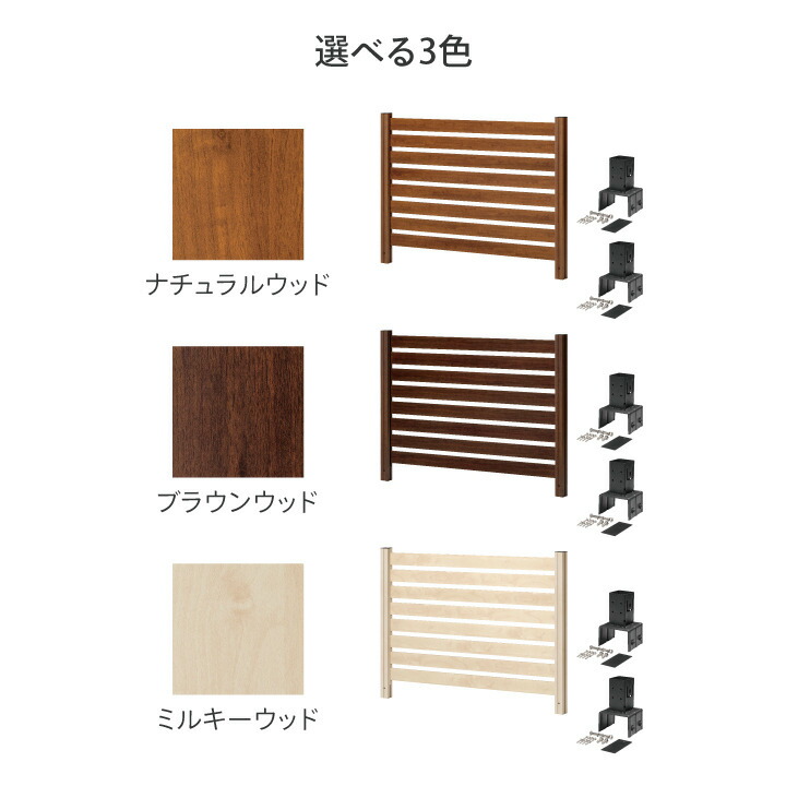 タカショー 境界 DIY / 美WOODシンプルボーダーフェンス 基本セット 10cmブロック用 ナチュラルウッド ブラウンウッド ミルキーウッド /中型の画像