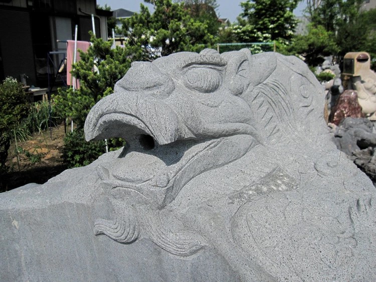 御影石 彫刻 龍 巨石風呂 露天 風呂 石風呂 竜 動物 大きい 大型