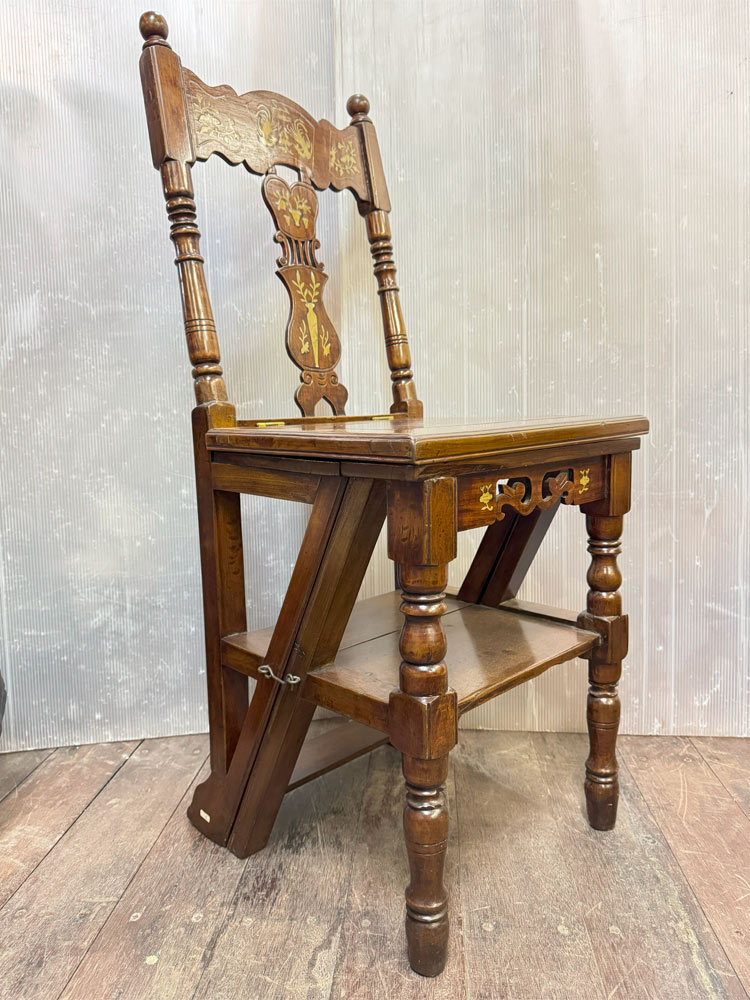 ★ 昭和レトロ 古家具 光 椅子 イス 踏み台 収納付 hikari 脚立 木製 折りたたみ ステップチェア 2段 48cm 完成品 踏み台