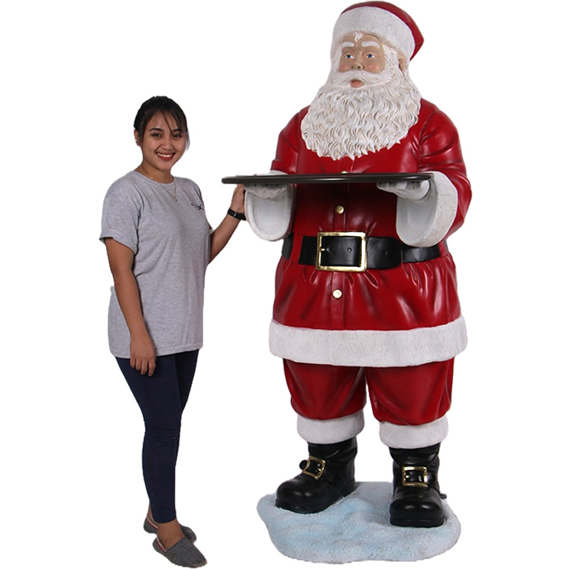 トレーを持つサンタクロース 大きい オブジェ 置物 サンタ フィギュア