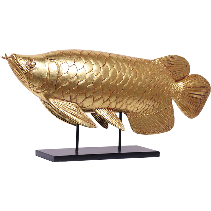 新作1 36cmアロワナ　魚模型　フィギュア　レプリカ　魚オブジェ　金色　縁起物 アロワナ ゴールド リアル 海洋生物 金色 熱帯魚 FRP アニマル