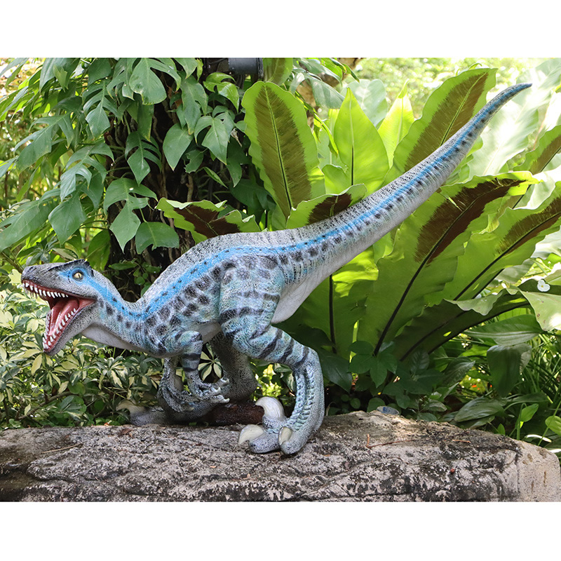 強力な牙をもつヴェロキラプトル FRP恐竜オブジェ Velociraptor リアル