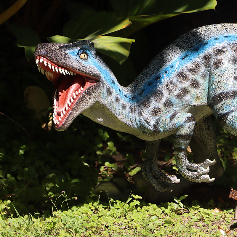 強力な牙をもつヴェロキラプトル FRP恐竜オブジェ Velociraptor