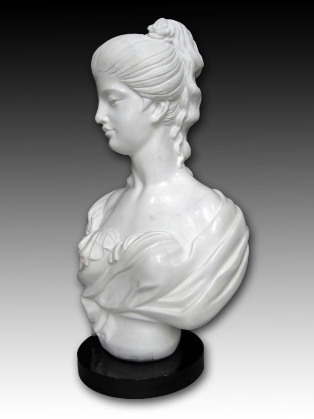 大理石彫刻 女神の胸像Ｂ 石像 置物 オブジェ 美術品 オブジェ 女性像 