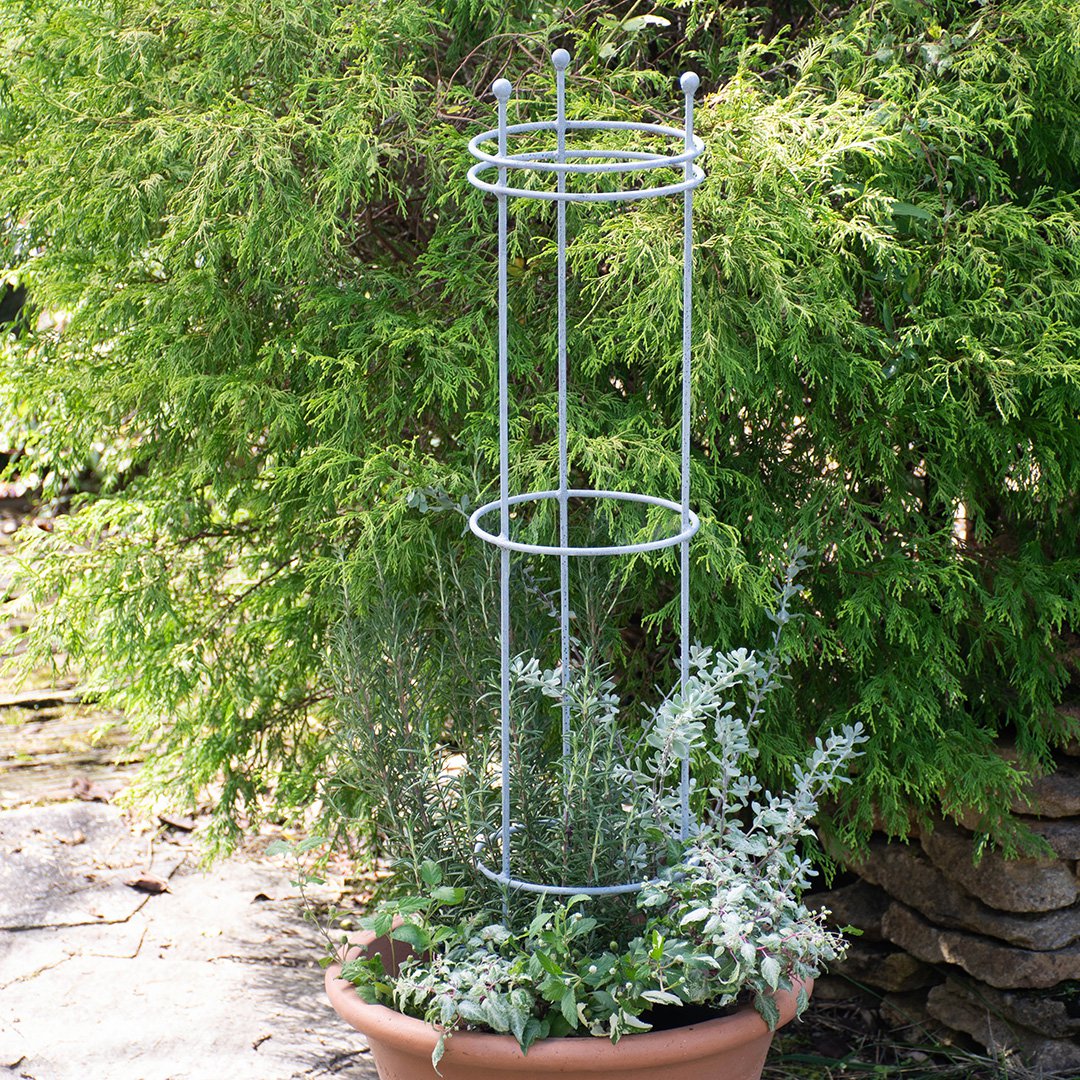 日本製 アイアン オベリスク スフィア スリム ジンク 1.0m トピアリー