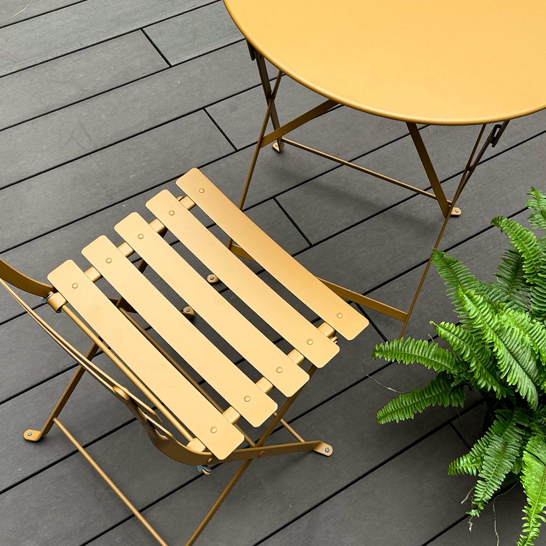 フランス生まれファニチャー ビストロ メタルチェア(2脚)&ラウンド