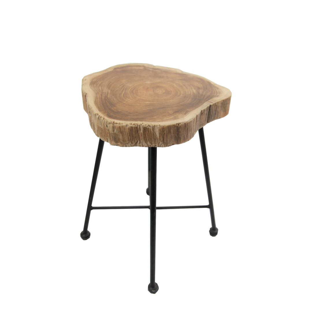 天然素材 チーク材 アウトドア チーク素材椅子 ベンチ アイアン丸太