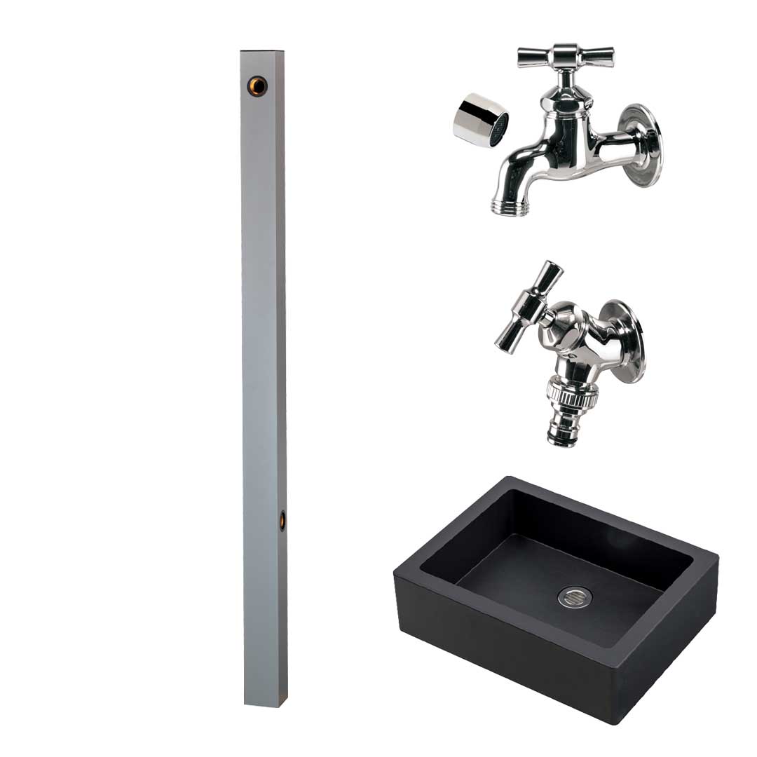 ウォータービュー コンビ コンビポール(2口) + 蛇口シルバー +