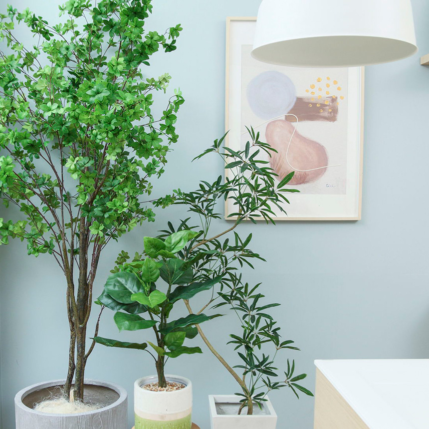フェイクグリーン 鉢植え 観葉植物 鉢付き ポット ドウダン 高さ210cm