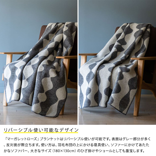 美品■KLIPPAN 大型 ウール ブランケット　グレー系　130×200 KLIPPAN クリッパン ウール シングル ブランケット マーガレット