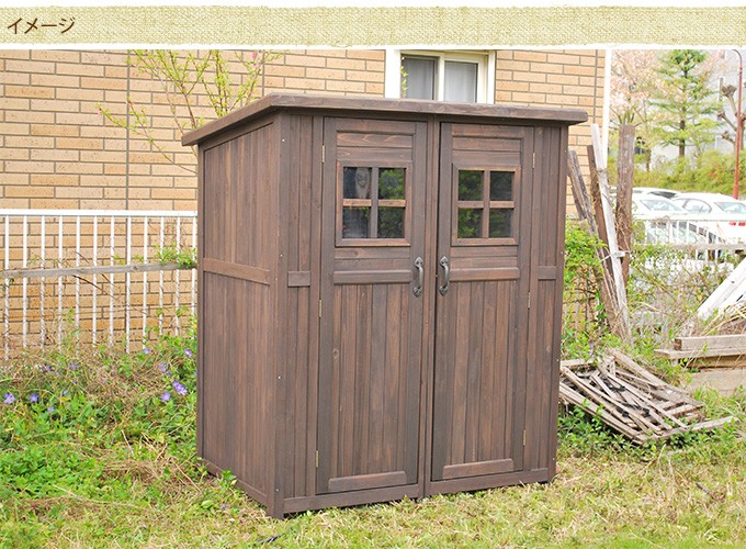 屋外 大型 収納庫 天然木 用具入れ 木製物置小屋 カントリー調 （大 