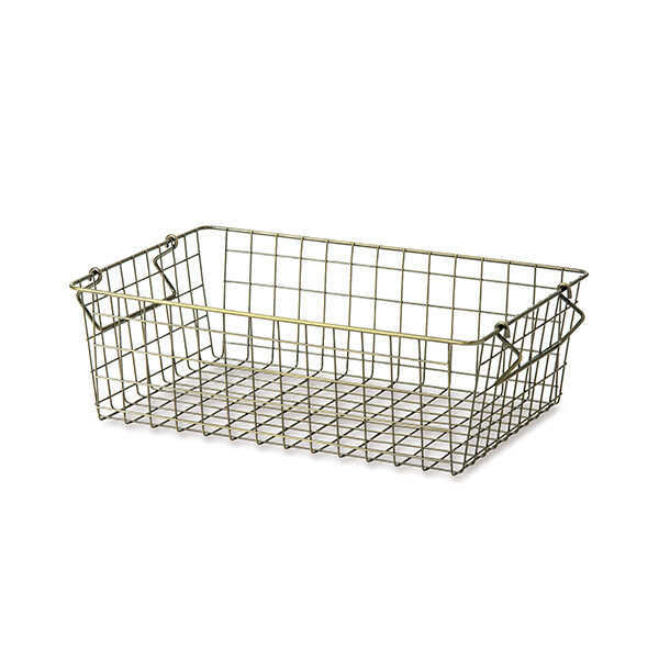 スタッキング バスケット アイアンワイヤー 角型 高さ13 42×25.5cm