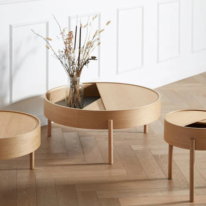 北欧 丸 ローテーブル おしゃれ 木製 WOUD ウッド アーク コーヒー