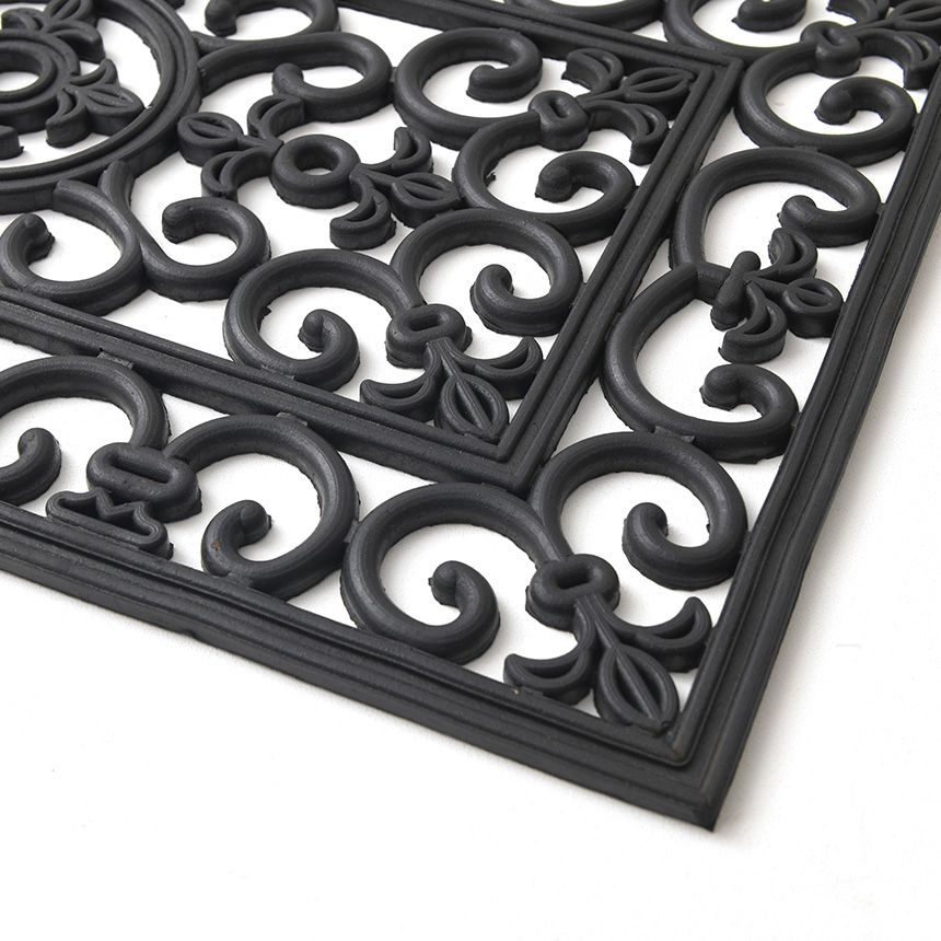 玄関マット 屋外 ラバーマット ロートアイアン風 リング 75×45cm 玄関