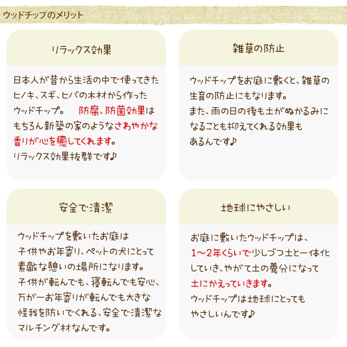 国産ウッドチップ　ヒノキ　50リットル×2袋セット  木屑 ガーデニング グランドカバー 日本製 安心 駐車場 雑草 予防 対策 乾燥 防ぐ ドッグラン お庭 木くず  