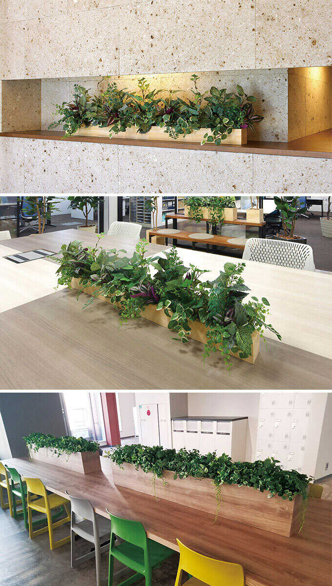 フェイクグリーン 人工樹木 ウッドボックス SL 幅90cm 人工 観葉植物