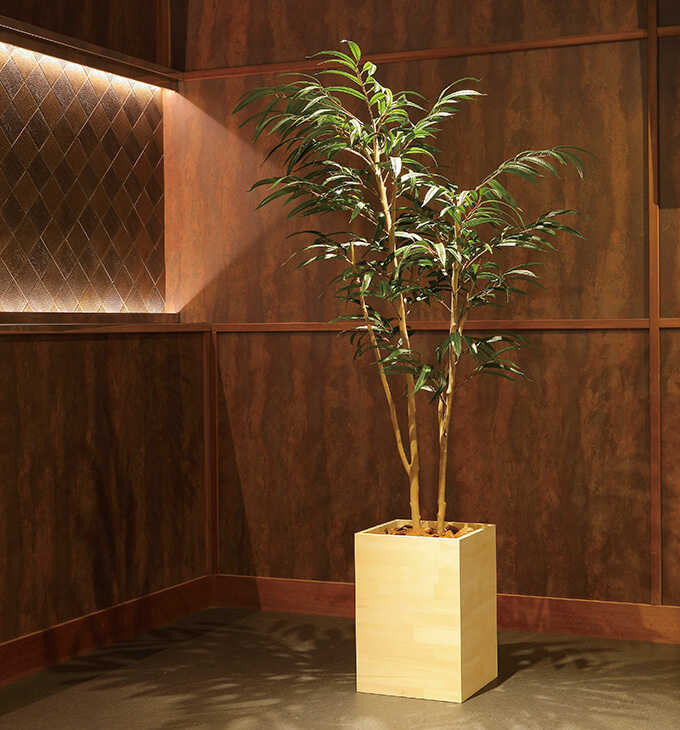 フェイクグリーン 人工樹木 ウッドボックス SL 幅90cm 人工 観葉植物