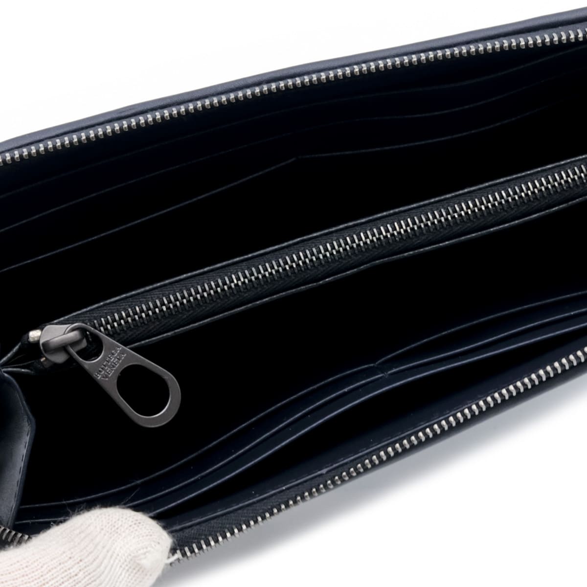 美品☆ボッテガヴェネタ☆ネイビー☆メンズ☆シンプル☆カシミヤ☆シープスキン BOTTEGA VENETA（ボッテガ・ヴェネタ） ボッテガ 財布 メンズ 長財布