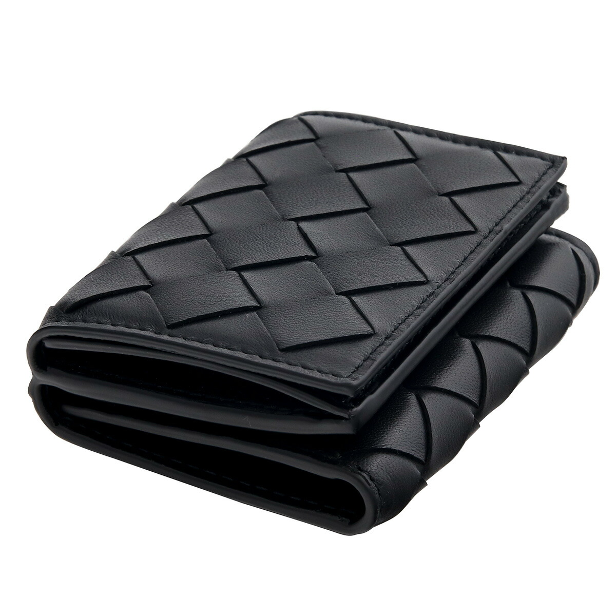 サマーセール✩Bottega Veneta ブラック三つ折り財布 BOTTEGA VENETA ボッテガ 財布 メンズ 正規品 卒業祝い 就職祝い