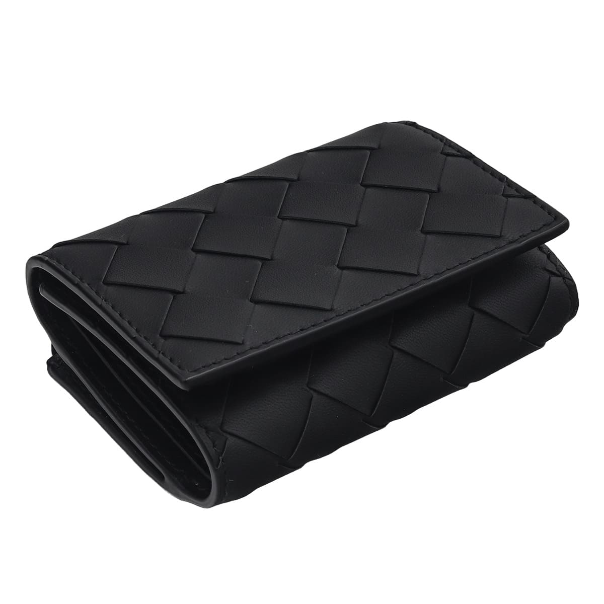 極美品　ボッテガ　三つ折り財布　ブラック BOTTEGA VENETA（ボッテガ・ヴェネタ） 三つ折り財布 三折財布