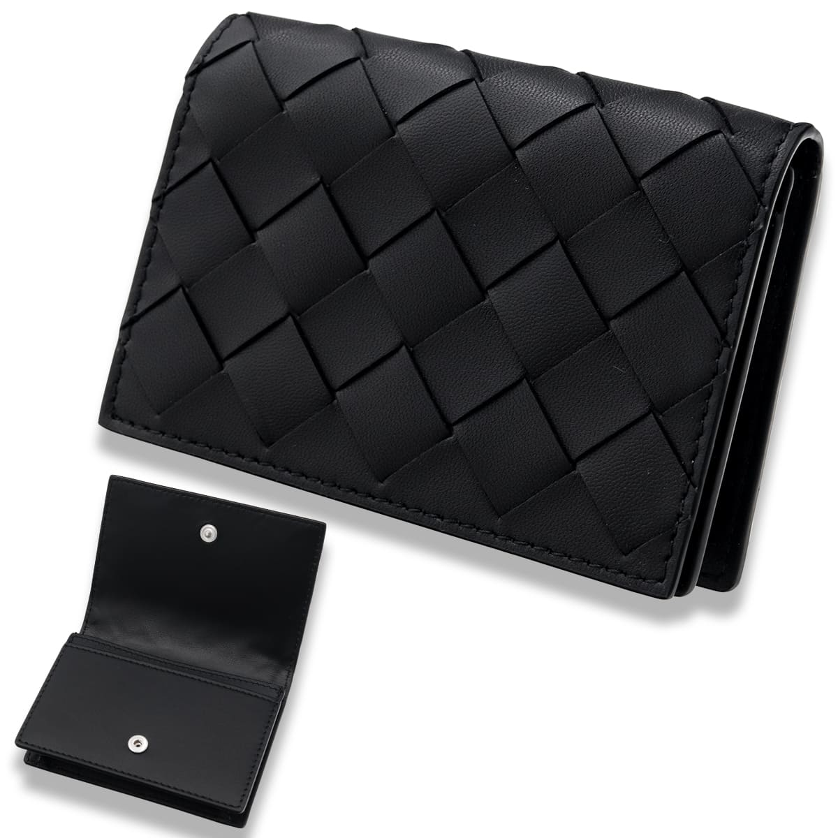 BOTTEGA VENETA ボッテガヴェネタ 札入れ 財布 カードケース 黒 ブラックカセット フラップカードケース| Bottega Veneta® 日本