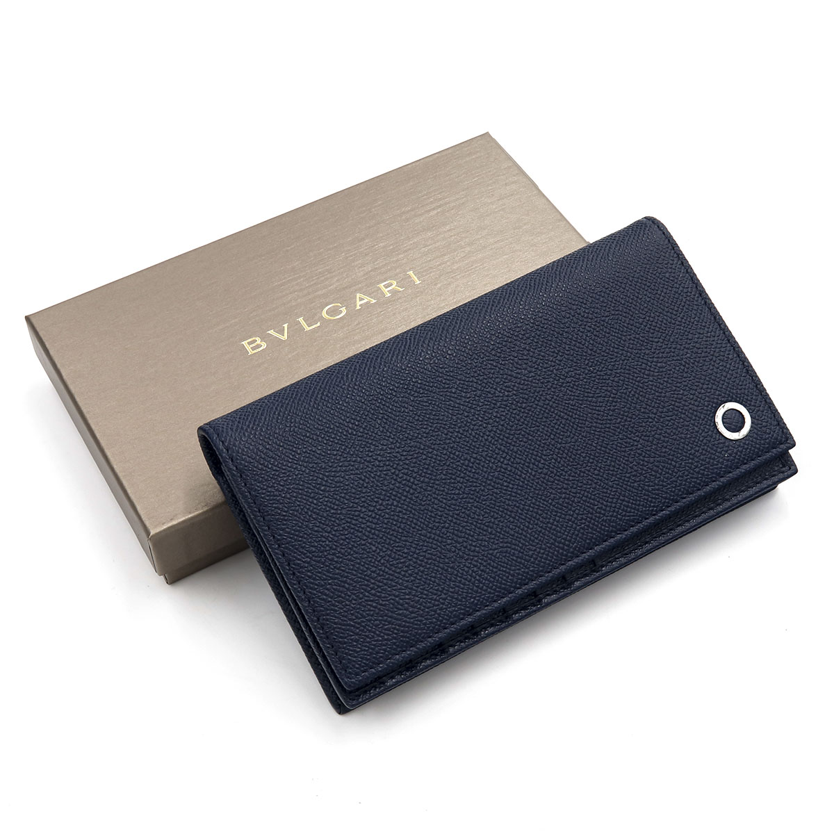 美品☆ブルガリBVLGARI マネークリップ ネイビー レザー メンズ 美品☆ブルガリBVLGARI マネークリップ ネイビー レザー メンズ