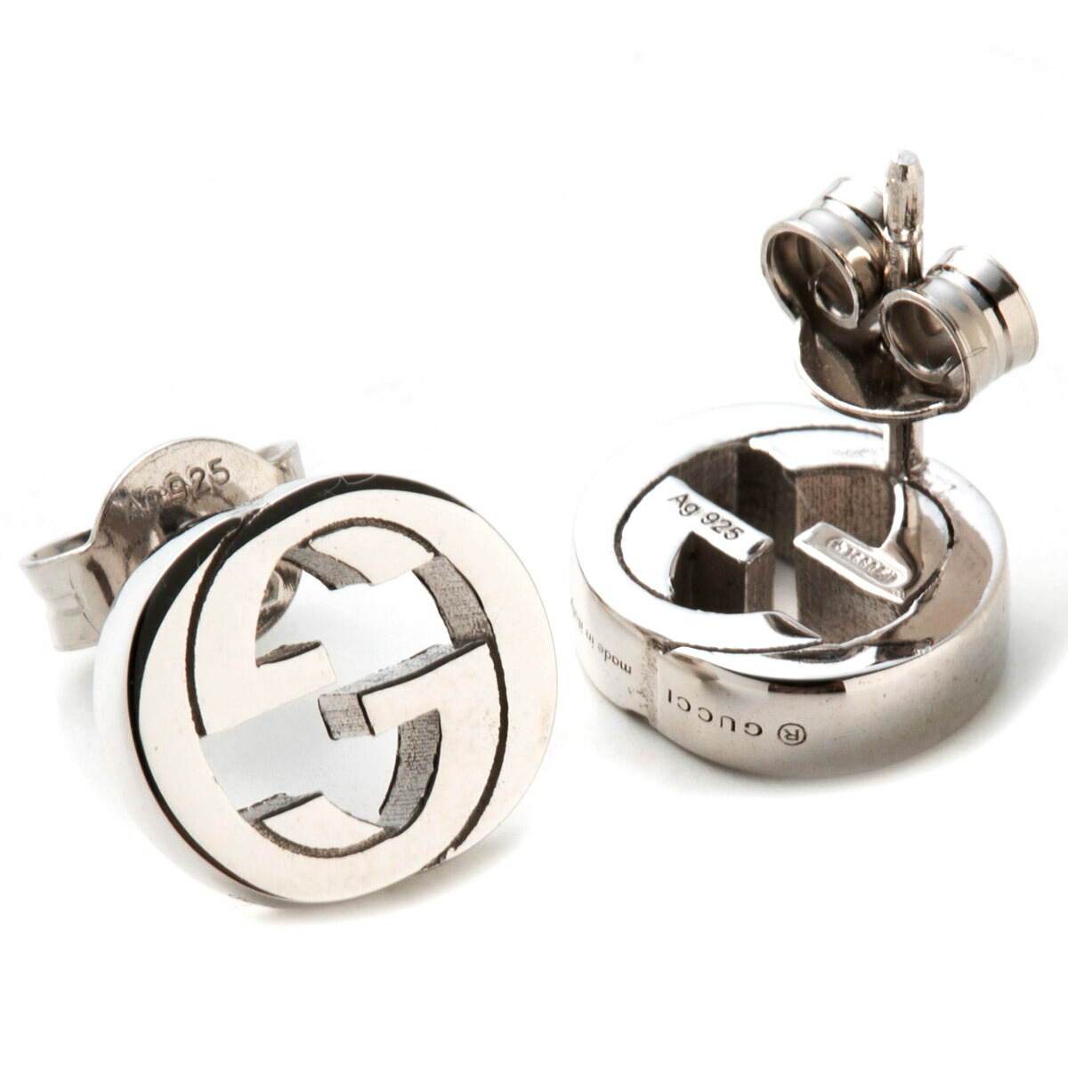 【美品】GUCCI インターロッキングGGピアス　正規品 グッチ ピアス GUCCI インターロッキング Gロゴ シルバー 356289