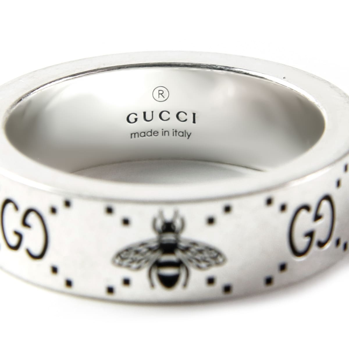 グッチ 指輪 メンズ 正規品 シルバー GUCCI リング GG＆ビー 蜂 728389