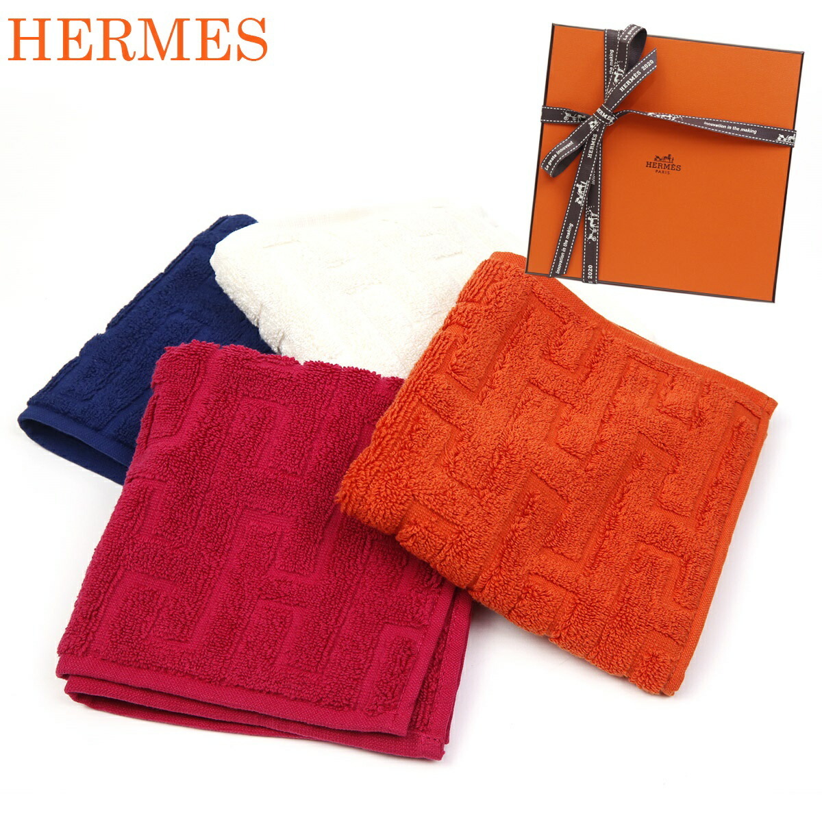 エルメス タオル ハンカチ プレゼント 名入れ 刺繍 HERMES 高級 ハンドタオル カレタオル ステアーズ H103189M 正規品 新品 新作  2023年 ギフト ブランド