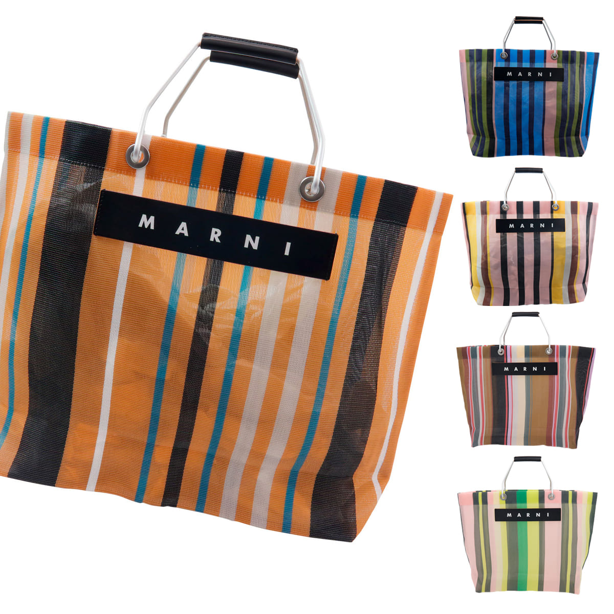 マルニ トートバッグ フラワー カフェ レディース 正規品 ストライプMARNI 2023 新色 メッシュバッグ  :marnicafe-025:ブランド雑貨 ワールドインポート 通販 