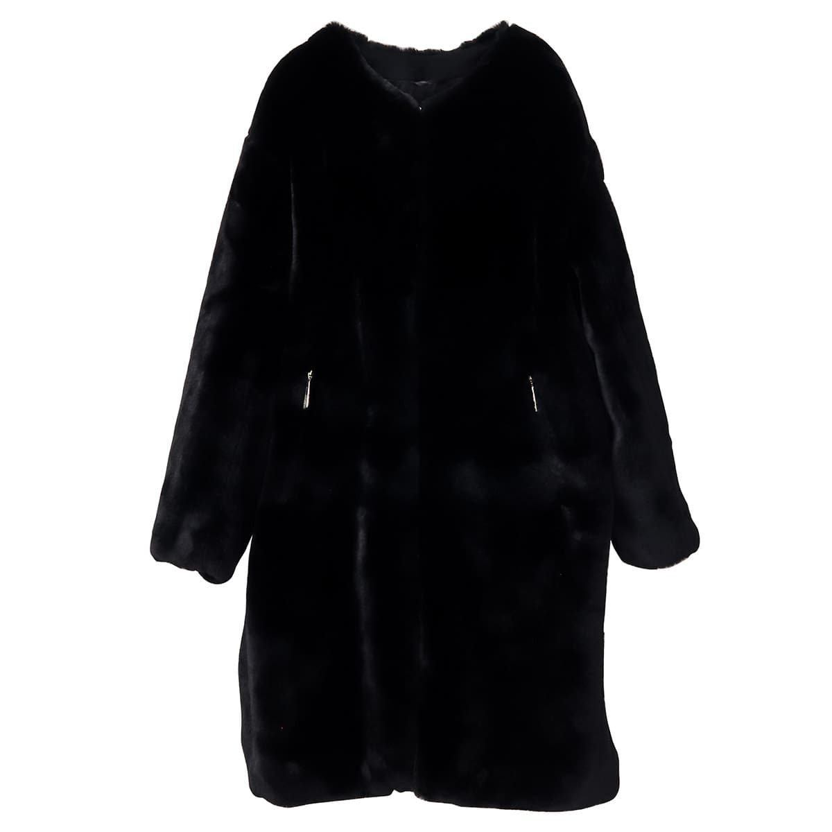 しろっちゃ⭐️TATRAS ブラックロングダウンコート タトラス TATRAS コート ボア ロングコート ノーカラー エコファー