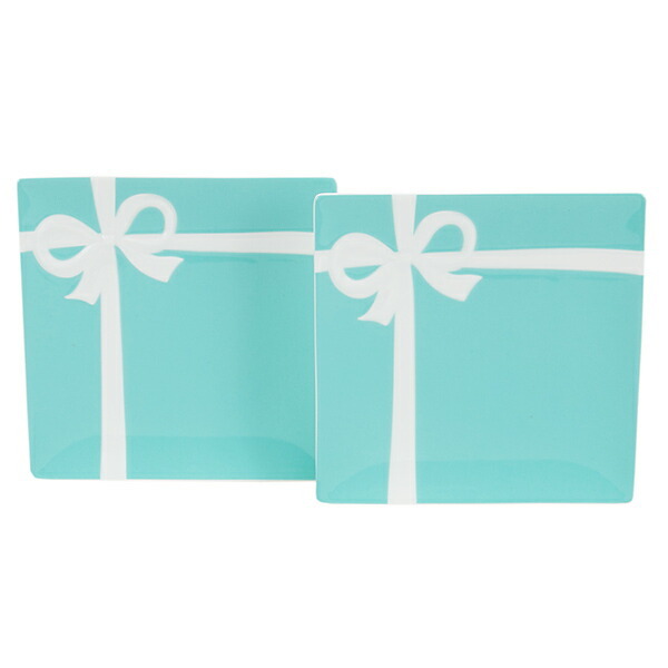 【美品】Tiffany ブルーボウデザートプレート 2枚　ティファニーブルー TIFFANY&Co.（ティファニー） 食器 結婚祝い 皿 TIFFANY＆Co ブルー