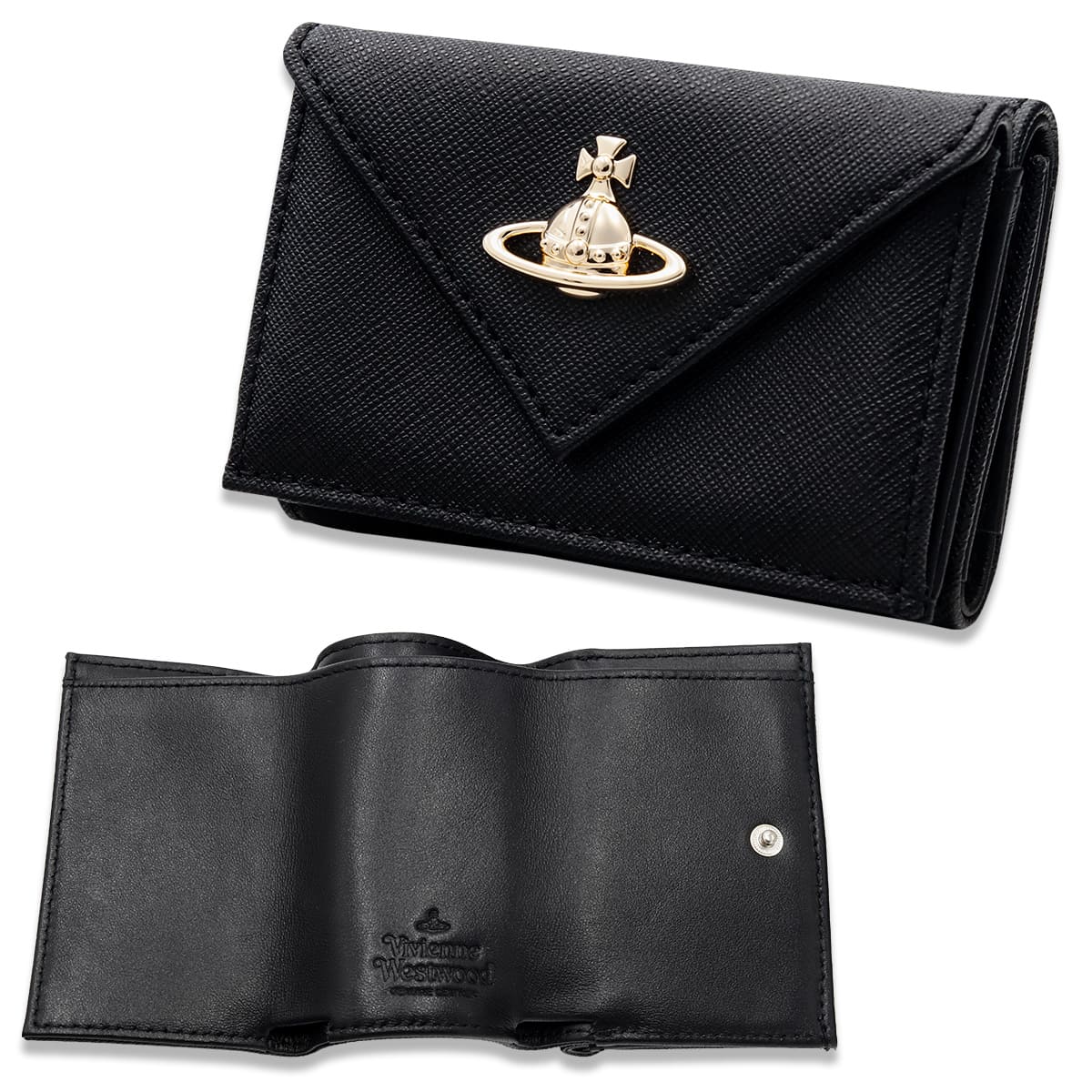 ヴィヴィアンウエストウッド ENVELOPE コンパクトウォレット ブラック ヴィヴィアンウエストウッド Vivienne Westwood 財布 三つ折り財布