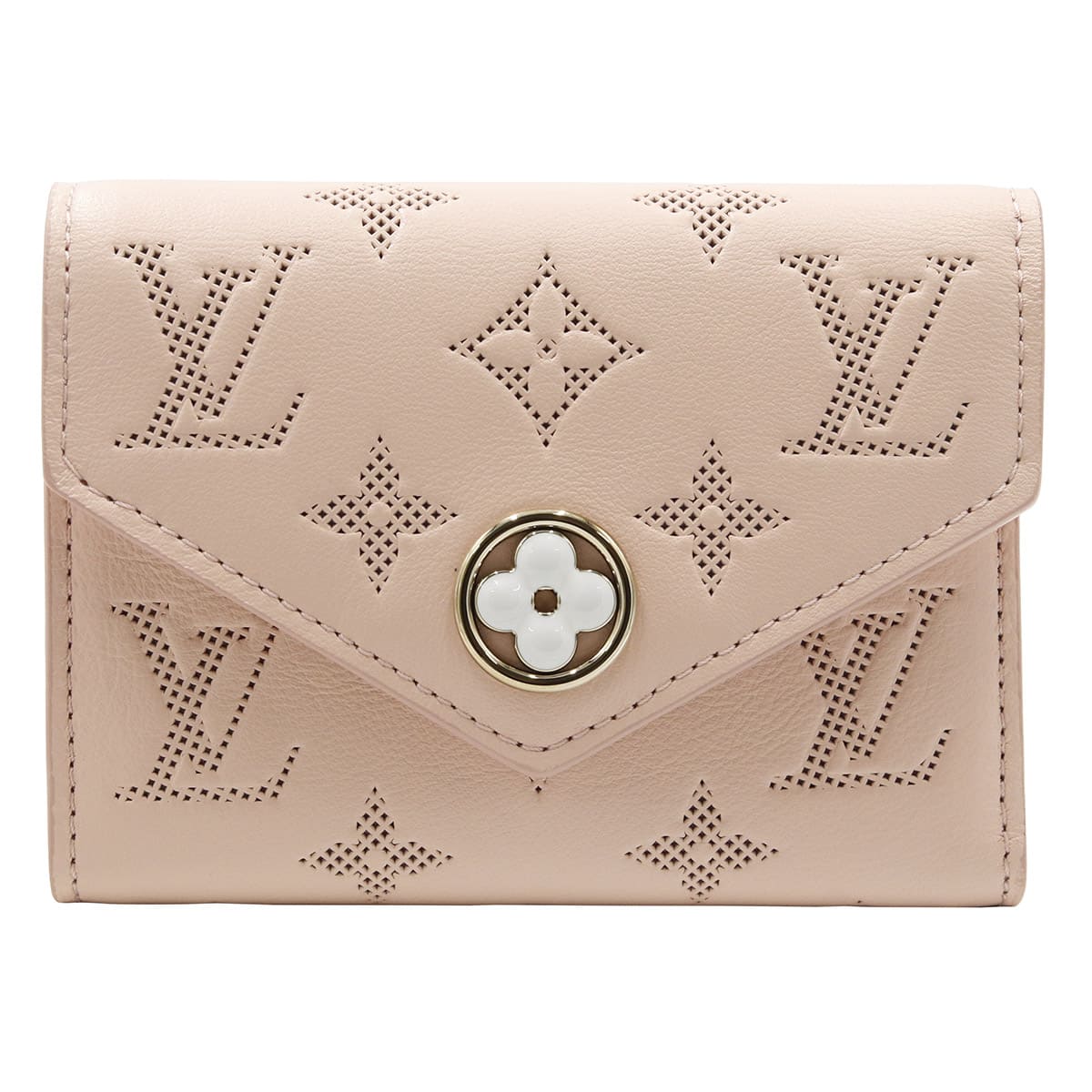 LOUIS VUITTON ベージュ 二つ折り財布 ルイヴィトン LOUIS VUITTON 二つ折り財布 モノグラム フラワー