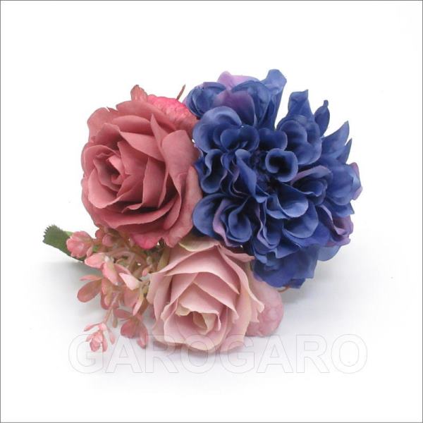 ブルーのダリアとピンクのバラの花束風 EG-57｜garogaro｜02