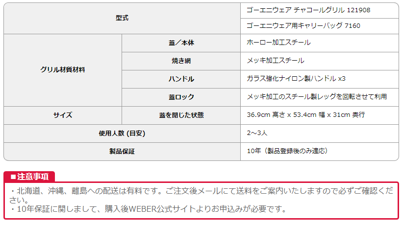 WEBER（ウェーバー） ゴーエニウェア チャコールグリル 121908 ＋