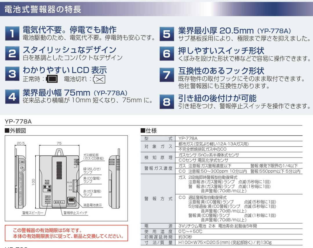 矢崎エナジーシステム YP-778A キャッチャー 都市ガス 警報器 音声型